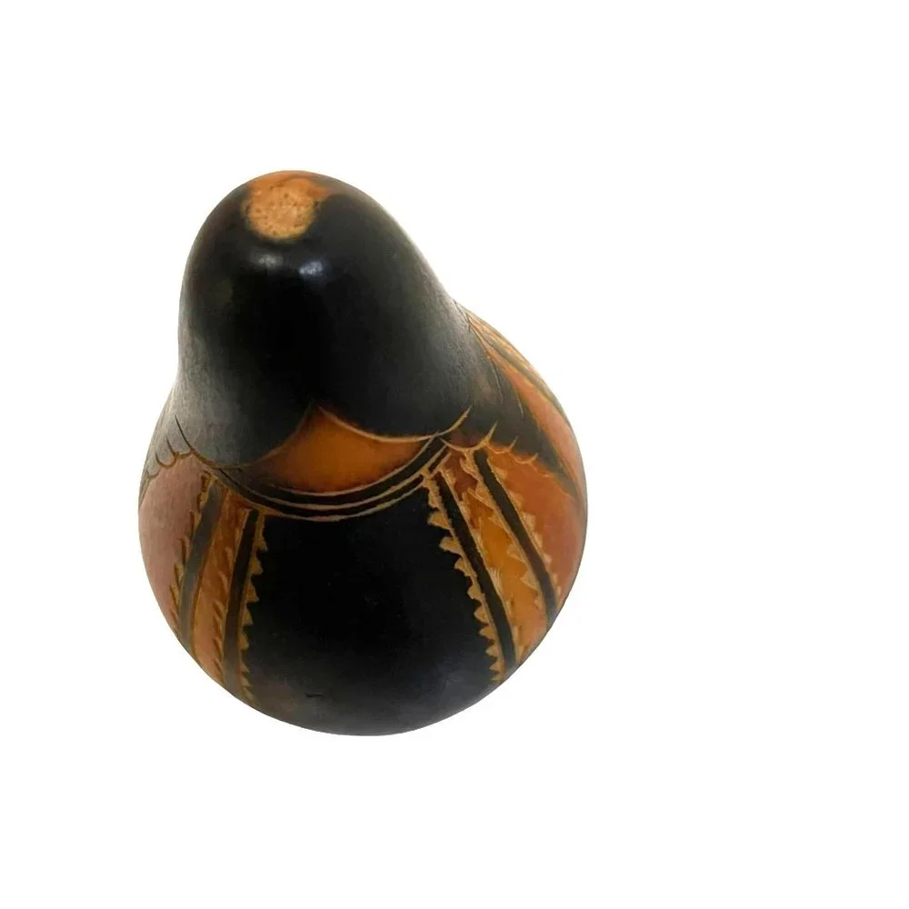 Vintage Collectible Woman Hand Carved Etched Burned Gourd‎ Peruvian Folk Art 3
